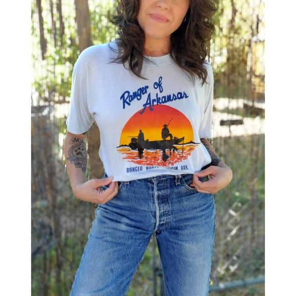 Vintage 70's-80's paper thin boating Arkansas graphic tee - Picture 1 of 9